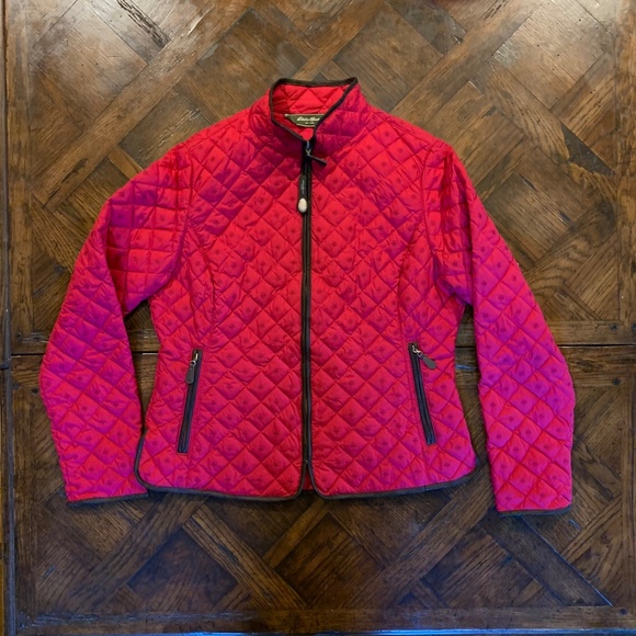 Vintage Eddie Bauer Lightweight Quilted Goose Down Jacket in Raspberry, Size PM. - Picture 2 of 13
